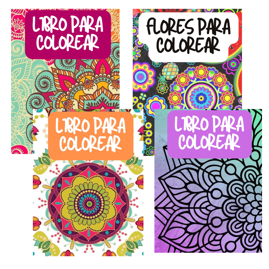 Pack libros mandalas y flores para colorear