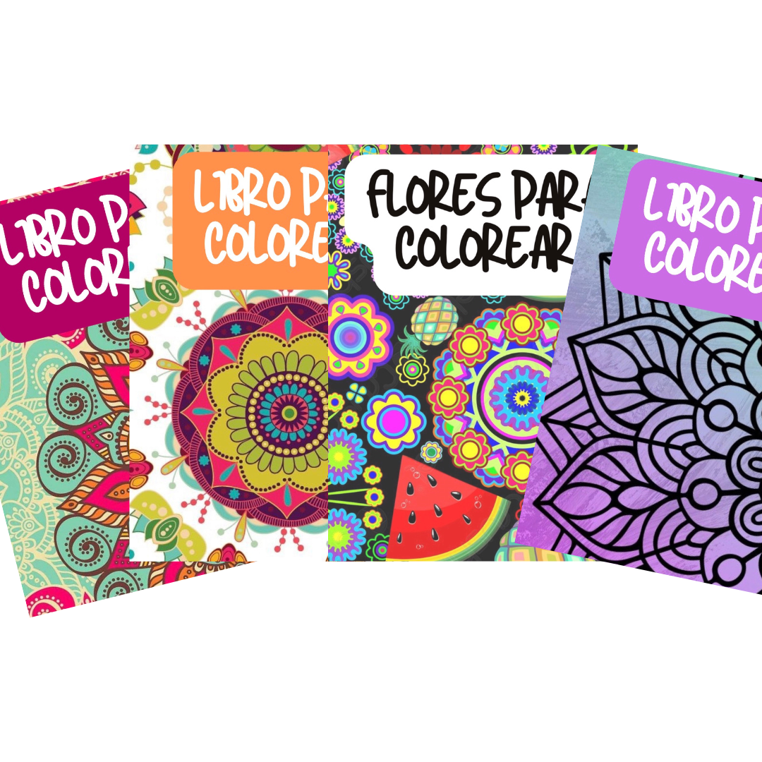 Pack libros mandalas y flores para colorear